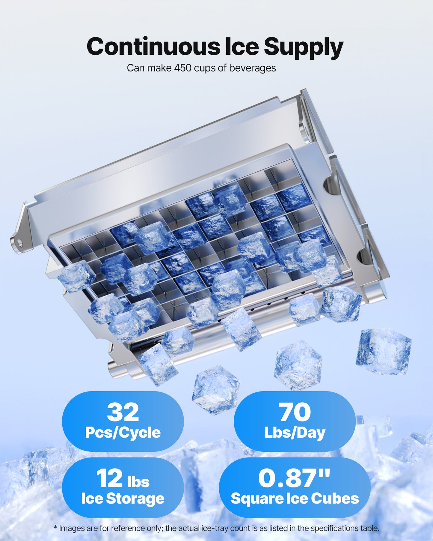 Máquina de Gelo Comercial VEVOR 41kg/dia com Armazenamento