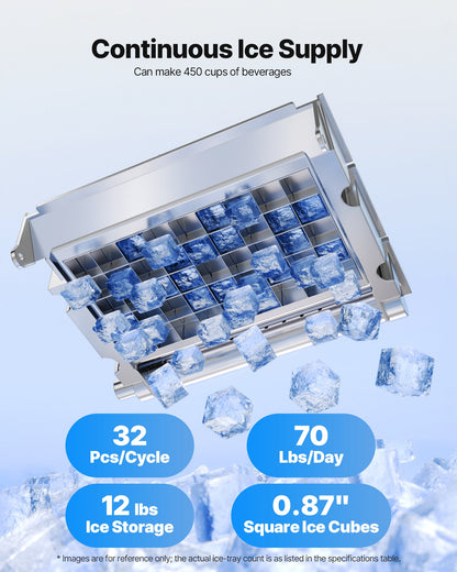 Máquina de Gelo Comercial VEVOR 41kg/dia com Armazenamento
