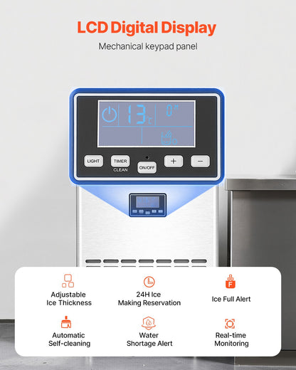 Máquina de Gelo Comercial VEVOR 100lbs/24H com Armazenamento