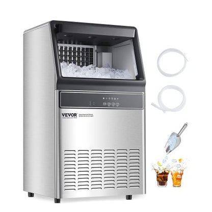 Máquina de Gelo Comercial VEVOR 110lbs/24H com Armazenamento
