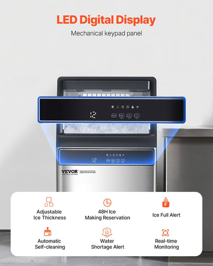 Máquina de Gelo Comercial VEVOR 110lbs/24H com Armazenamento