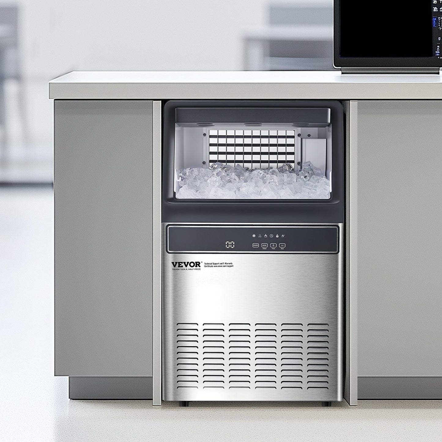 Máquina de Gelo Comercial VEVOR 110lbs/24H com Armazenamento