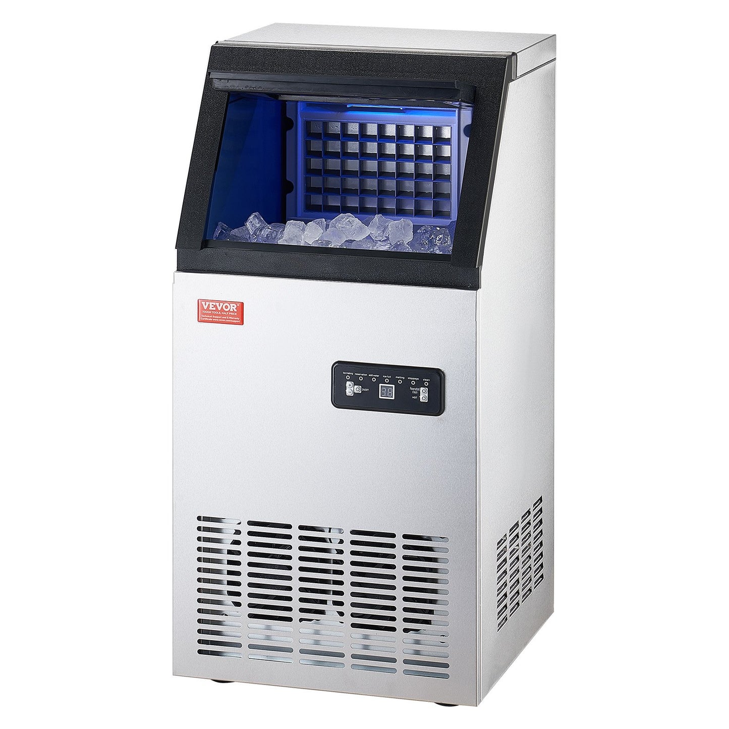 Máquina de Gelo Comercial VEVOR 100lbs/24H com Display LED