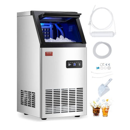 Máquina de Gelo Comercial VEVOR 110lbs/24H com Display LED