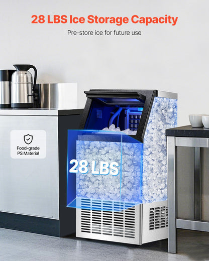 Máquina de Gelo Comercial VEVOR 110lbs/24H com Display LED