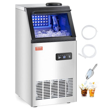 Máquina de Gelo Comercial VEVOR 110lbs/24H com Display LED