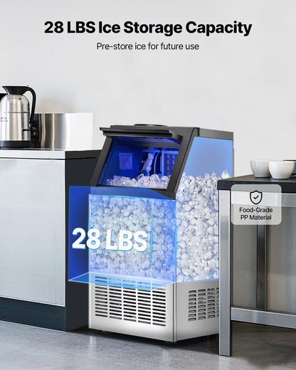 Máquina de Gelo Comercial VEVOR 110lbs/24H com Display LED