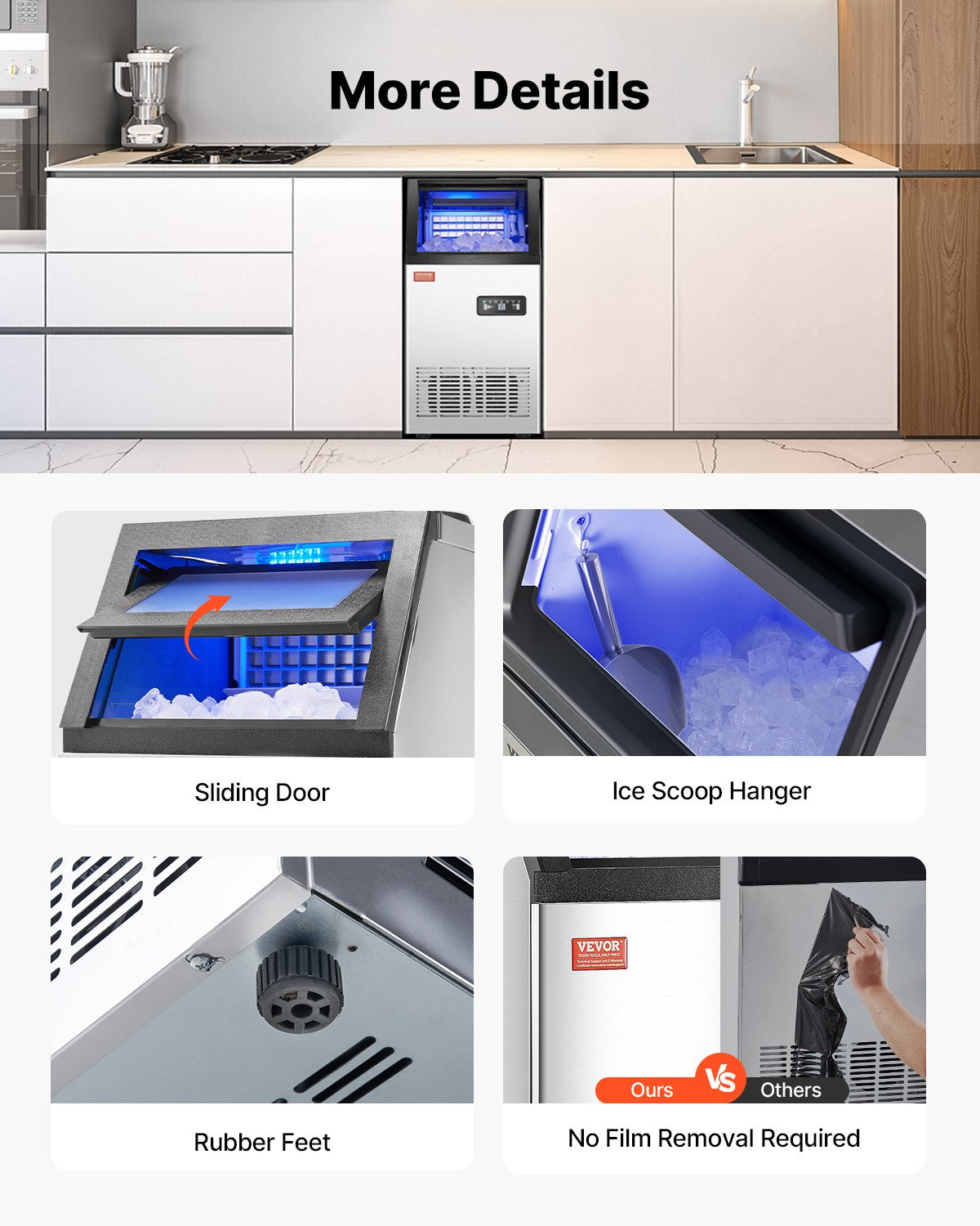 Máquina de Gelo Comercial VEVOR 110lbs/24H com Display LED