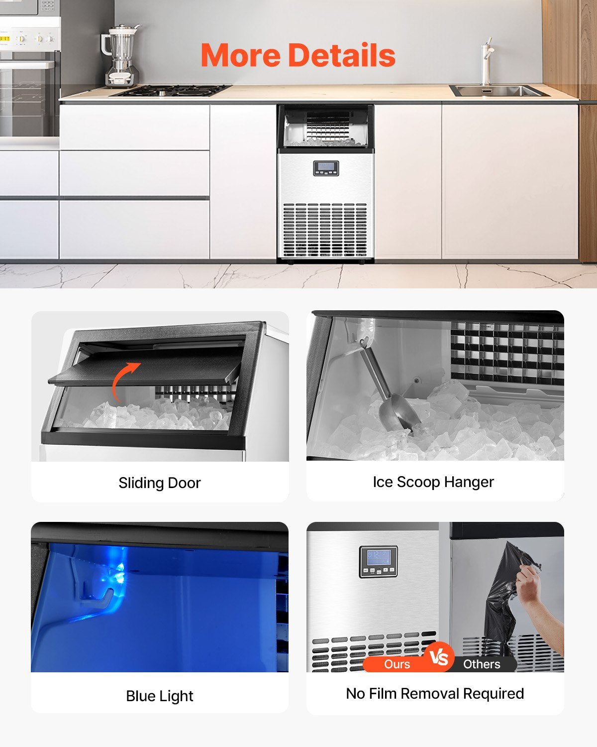 Máquina de Gelo Comercial VEVOR 120lbs/24H com Display LED