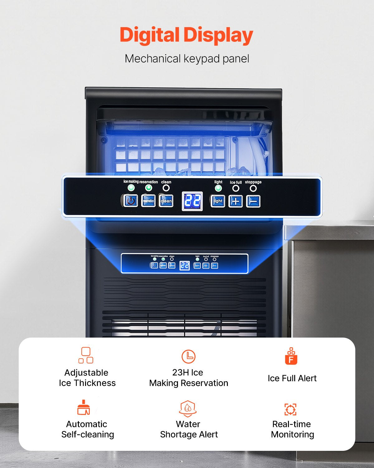 Máquina de Gelo Comercial VEVOR 80lbs/24h com Armazenagem