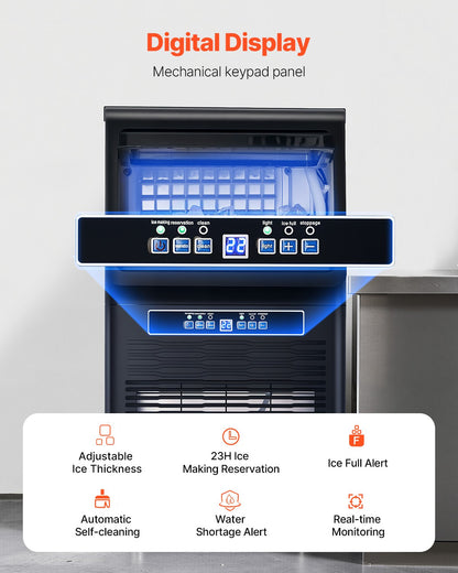Máquina de Gelo Comercial VEVOR 80lbs/24h com Armazenagem