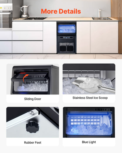 Máquina de Gelo Comercial VEVOR 80lbs/24h com Armazenagem