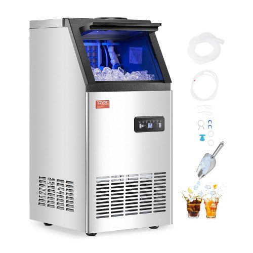 Máquina de Gelo Comercial VEVOR 80lbs/24H com Display LED