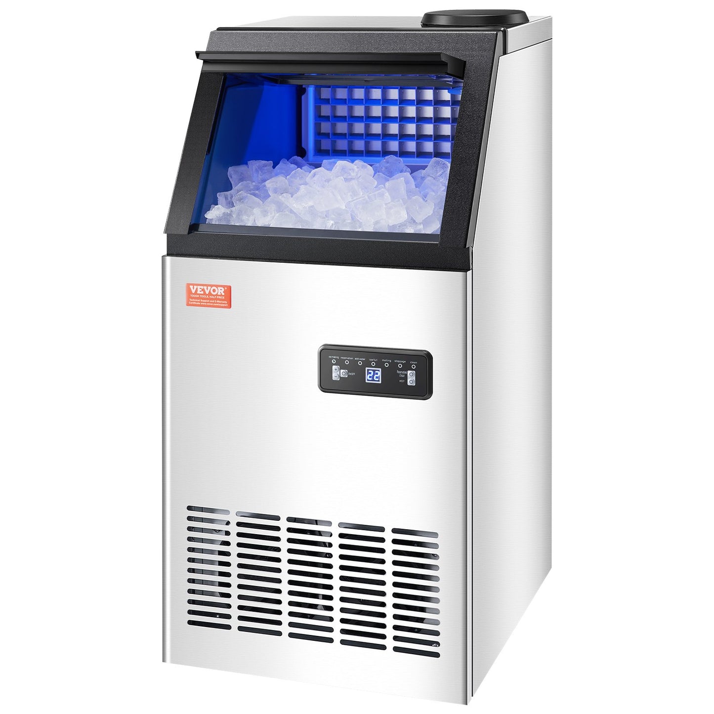Máquina de Gelo Comercial VEVOR 80lbs/24H com Display LED