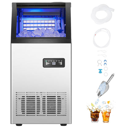Máquina de Gelo Comercial VEVOR 80lbs/24H com Display LED