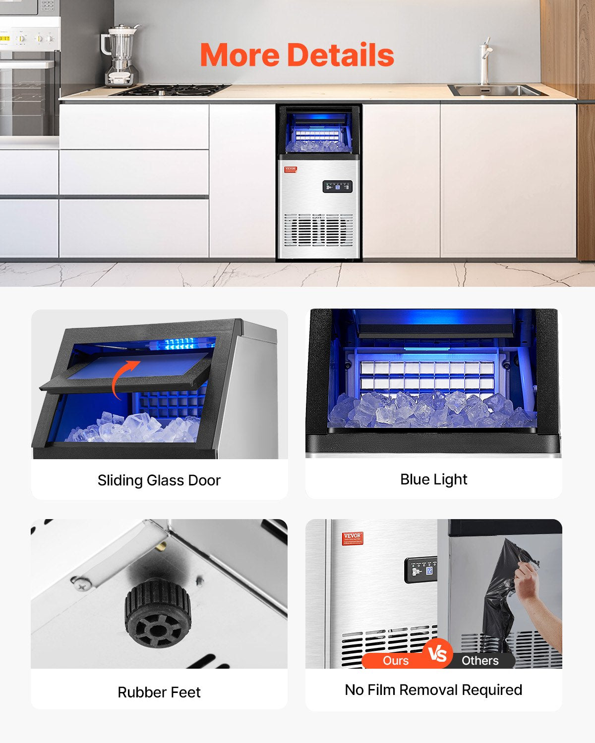 Máquina de Gelo Comercial VEVOR 100lbs/24H com Display LED