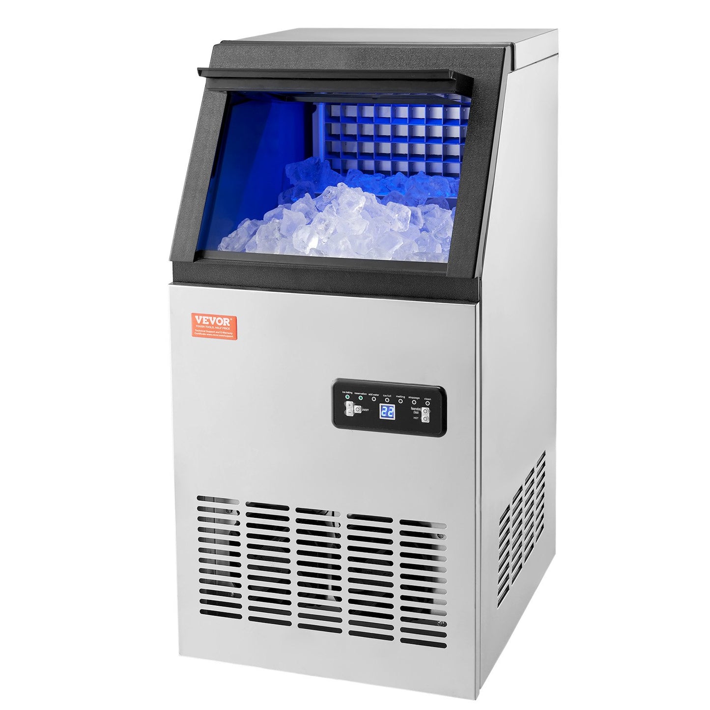 Máquina de Gelo Comercial VEVOR 100lbs/24H com Display LED