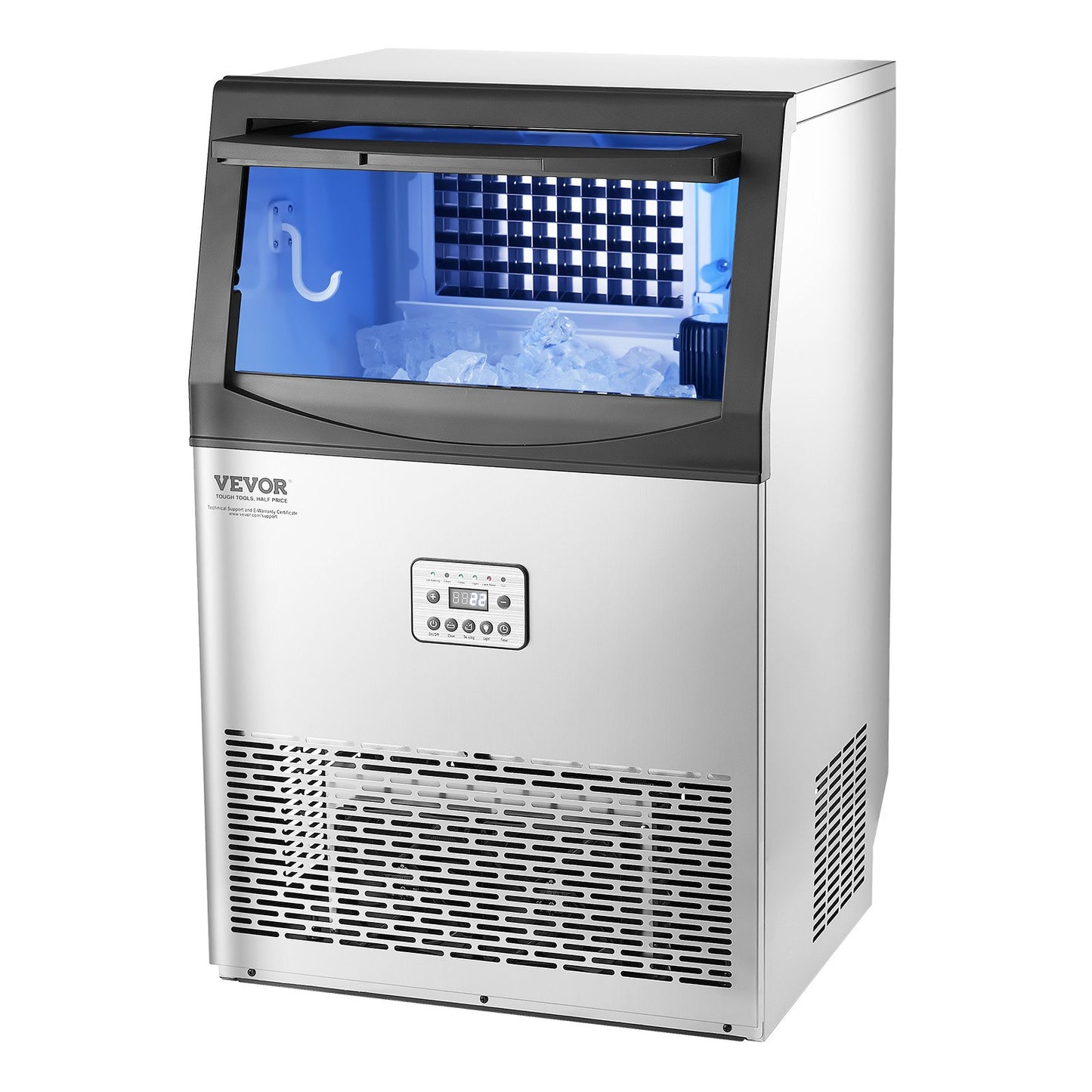 Máquina de Gelo Comercial VEVOR 90lbs/24H com Display LED