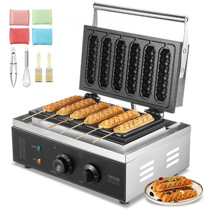 Máquina Profissional de Waffles em Palito 6PCS 1500W