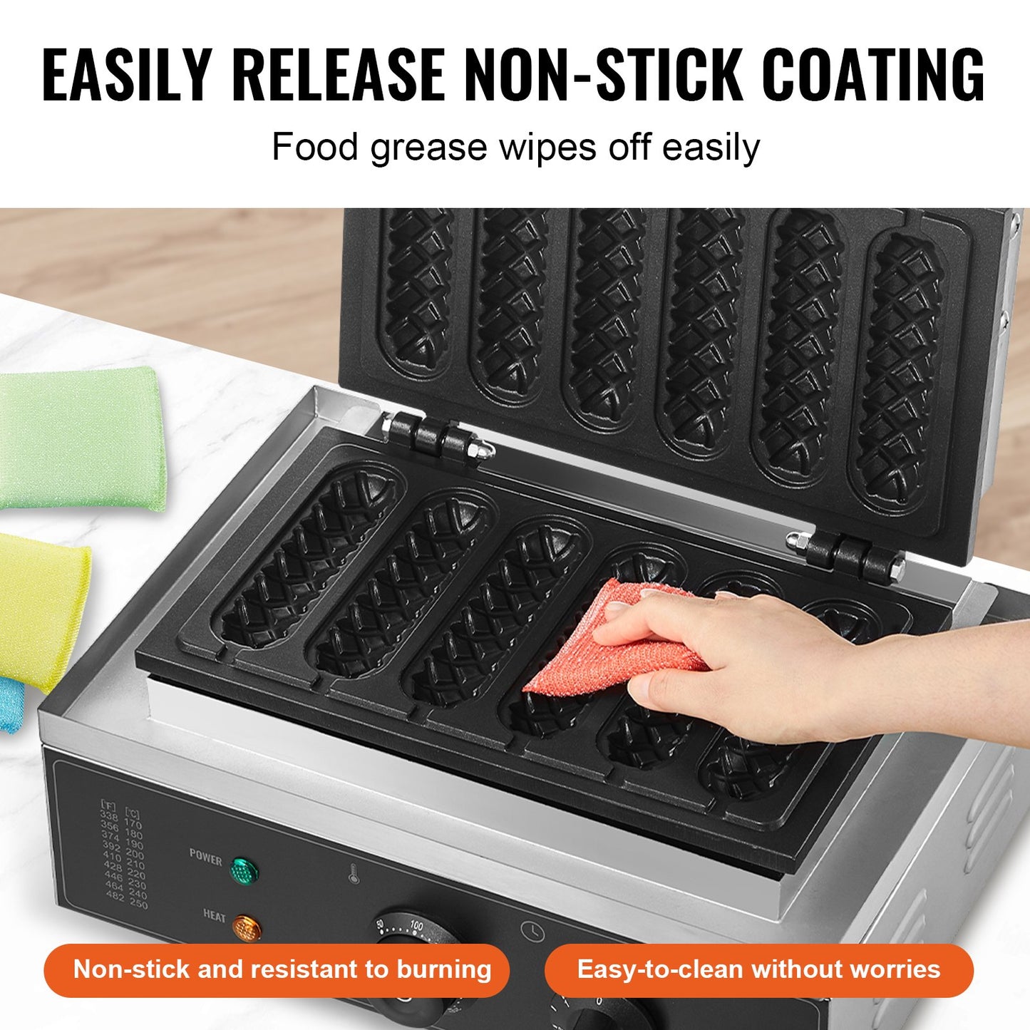 Máquina Profissional de Waffles em Palito 6PCS 1500W
