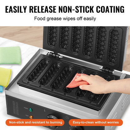 Máquina Profissional de Waffles em Palito 6PCS 1500W