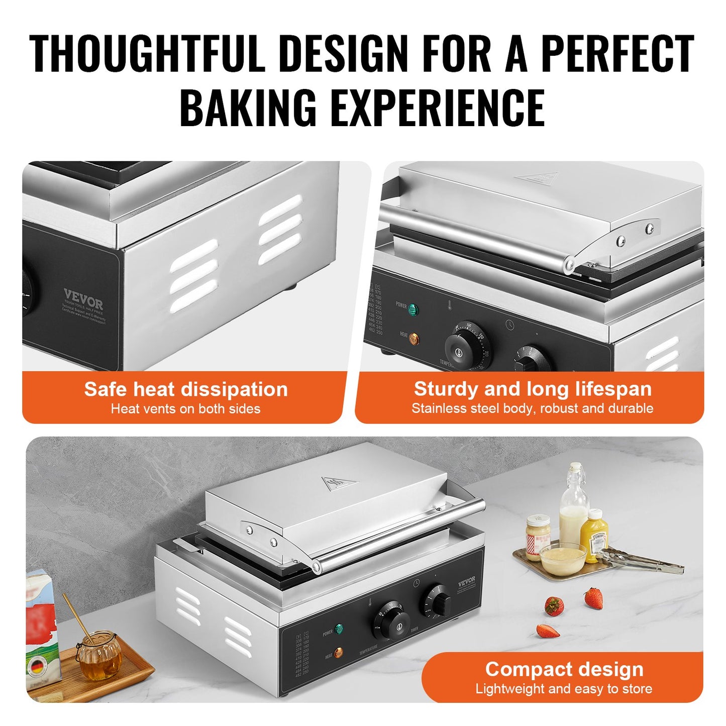 Máquina Profissional de Waffles em Palito 6PCS 1500W