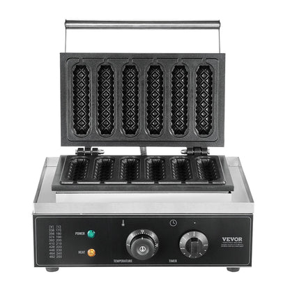 Máquina Profissional de Waffles em Palito 6PCS 1500W