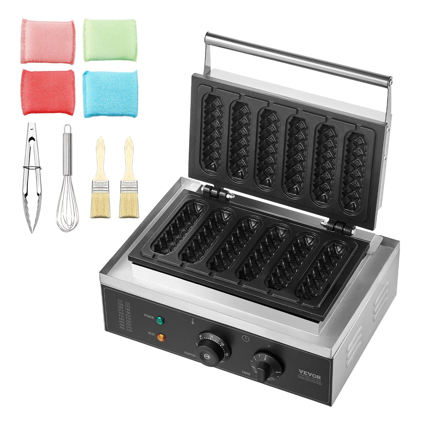 Máquina Profissional de Waffles em Palito 6PCS 1500W