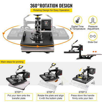 Máquina de Transferência Térmica 8 em 1 VEVOR 380x380mm