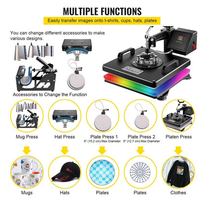 Máquina de Transferência Térmica 8 em 1 VEVOR 380x380mm