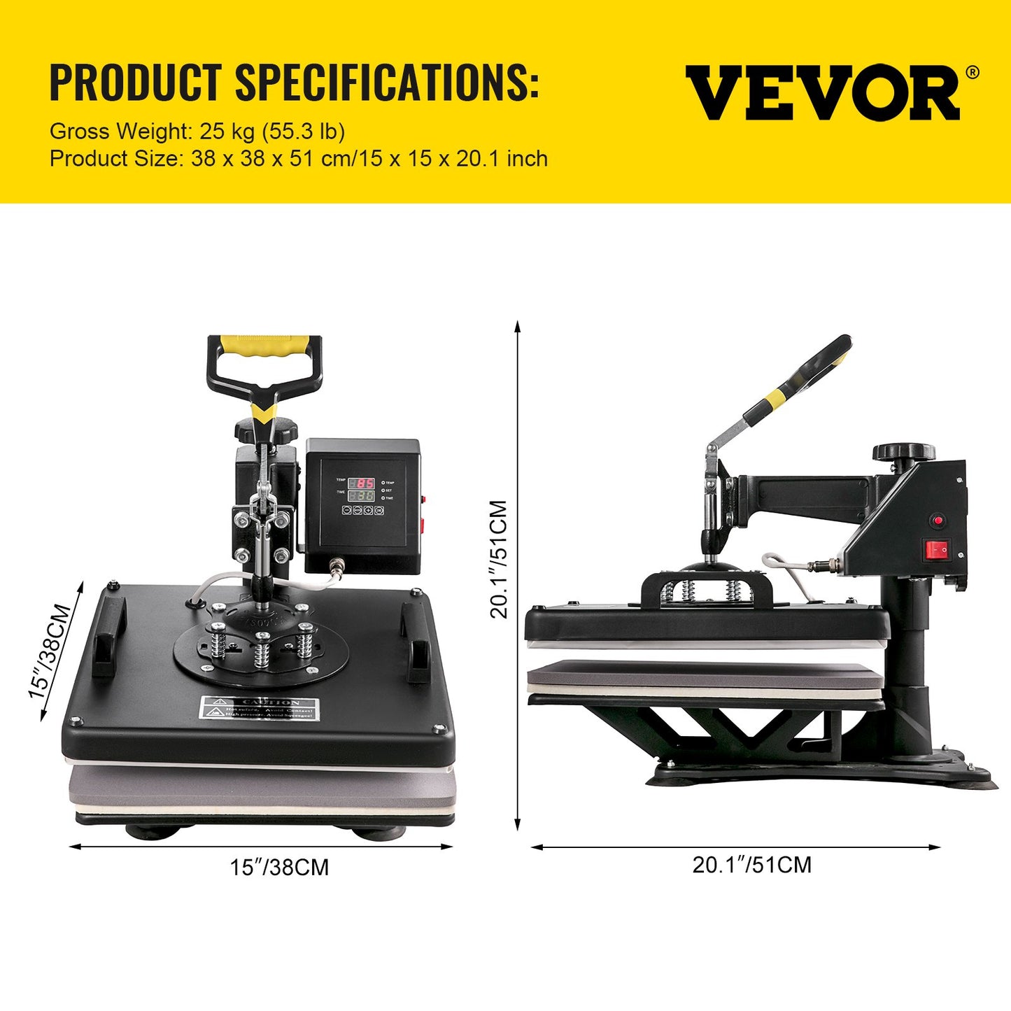 Máquina de Transferência Térmica 8 em 1 VEVOR 380x380mm