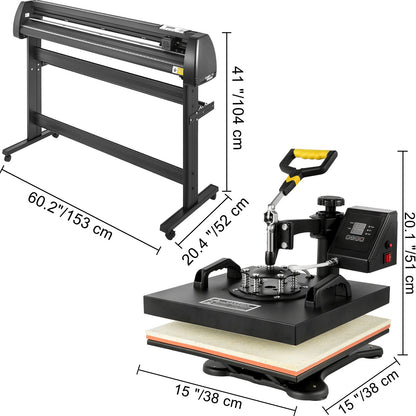 VEVOR 5 em 1 Prensa Térmica e Plotter de Vinil 380x380mm