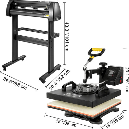 Kit Máquina de Transferência Térmica 380x380mm + Cortadora Vinil 28"