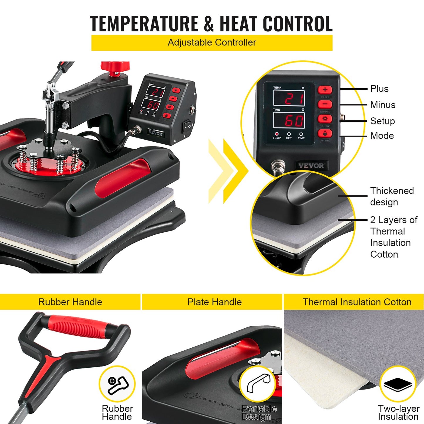 Máquina de Transferência Térmica 5 em 1 VEVOR 380x380 mm