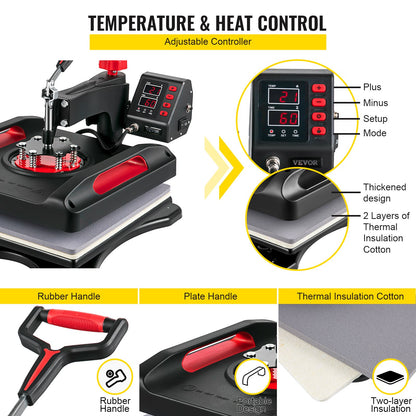 Máquina de Transferência Térmica 5 em 1 VEVOR 380x380 mm