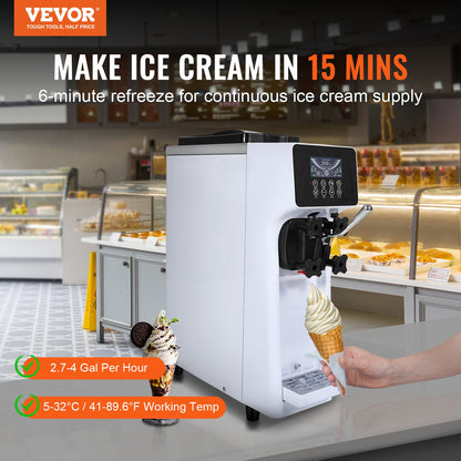 Máquina Gelados Soft Serve Comercial 10L/H 900W VEVOR