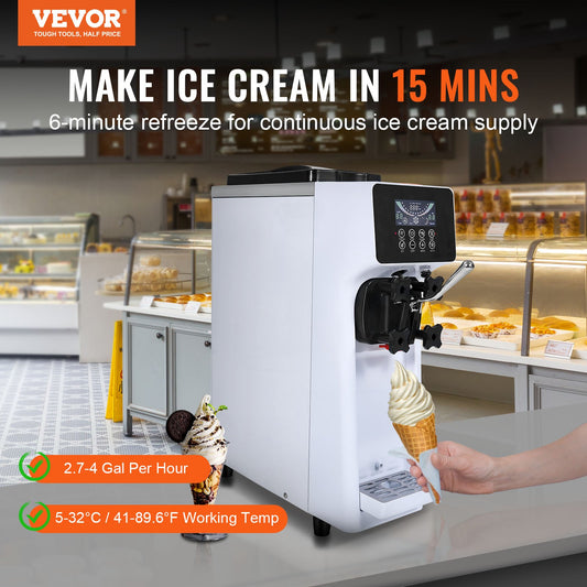 Máquina Gelados Soft Serve Comercial 10L/H 900W VEVOR