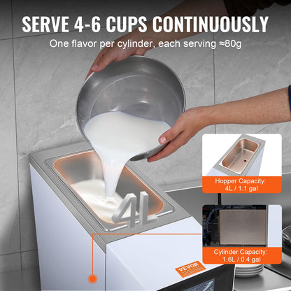 Máquina Gelados Soft Serve Comercial 10L/H 900W VEVOR