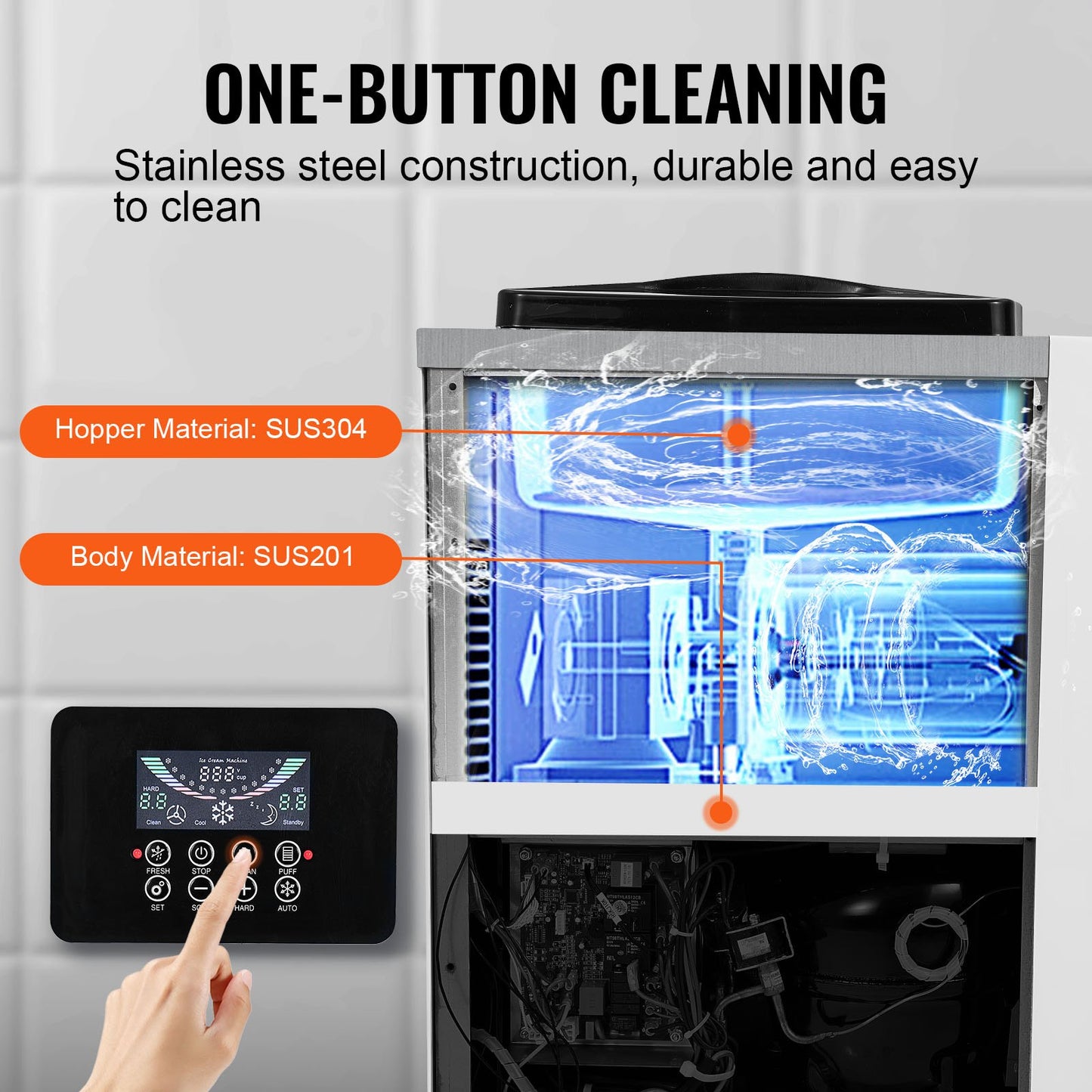 Máquina Gelados Soft Serve Comercial 10L/H 900W VEVOR