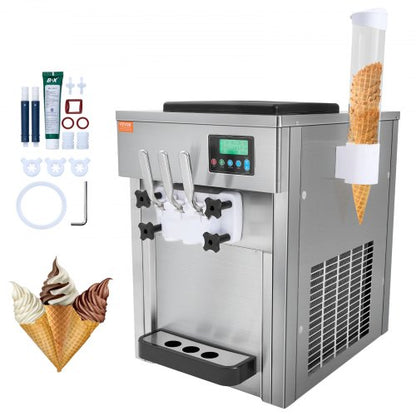 Máquina Gelados Soft Serve 3 Sabores 21 QT/H 1800W