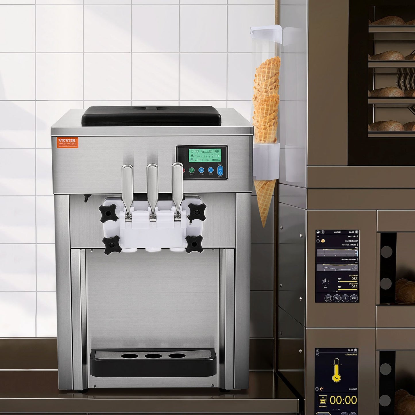 Máquina Gelados Soft Serve 3 Sabores 21 QT/H 1800W