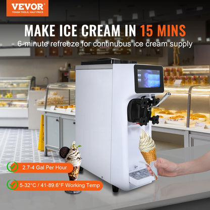 Máquina de Gelados Soft Serve Comercial 10L/H VEVOR