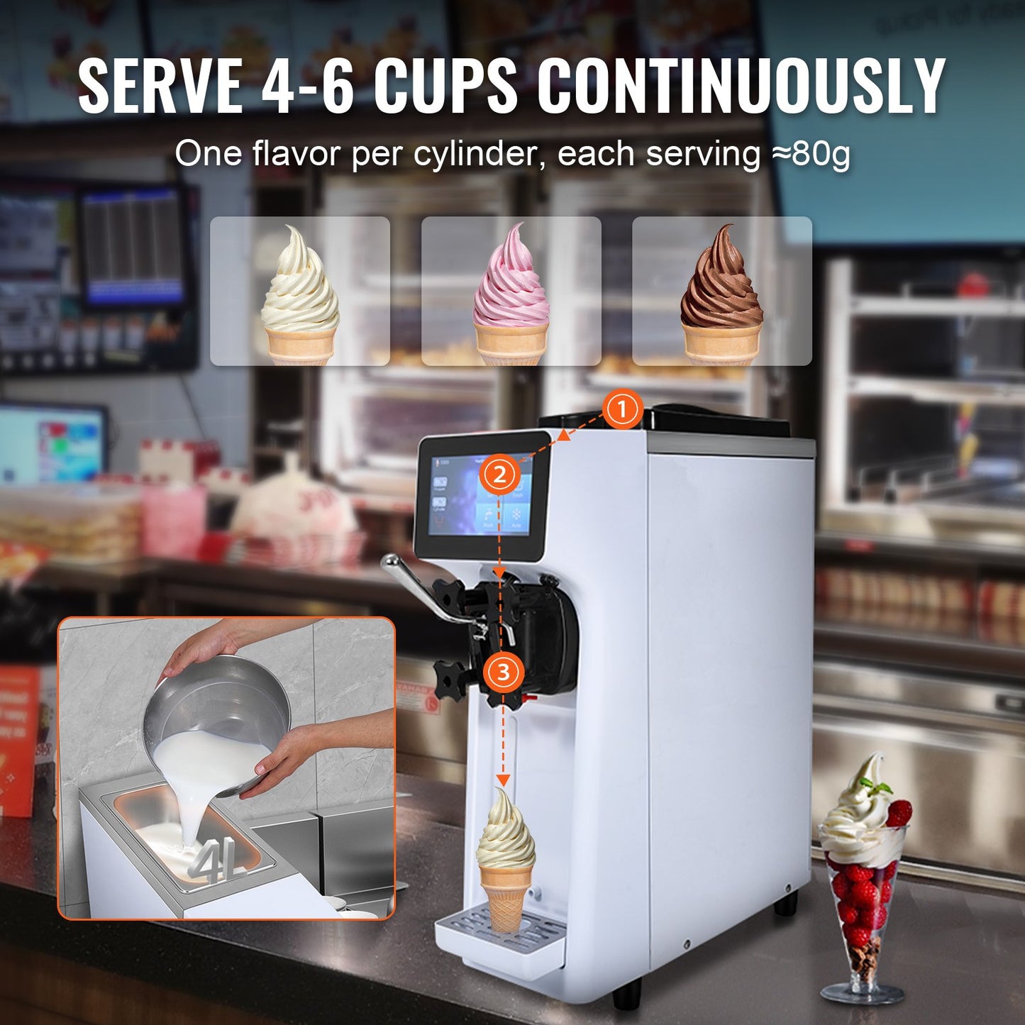 Máquina de Gelados Soft Serve Comercial 10L/H VEVOR
