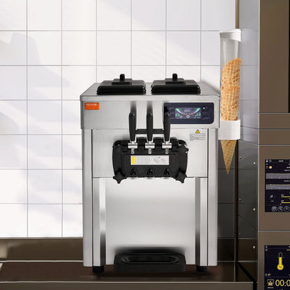 Máquina de Gelados Soft Serve Comercial 3 Sabores 1650W