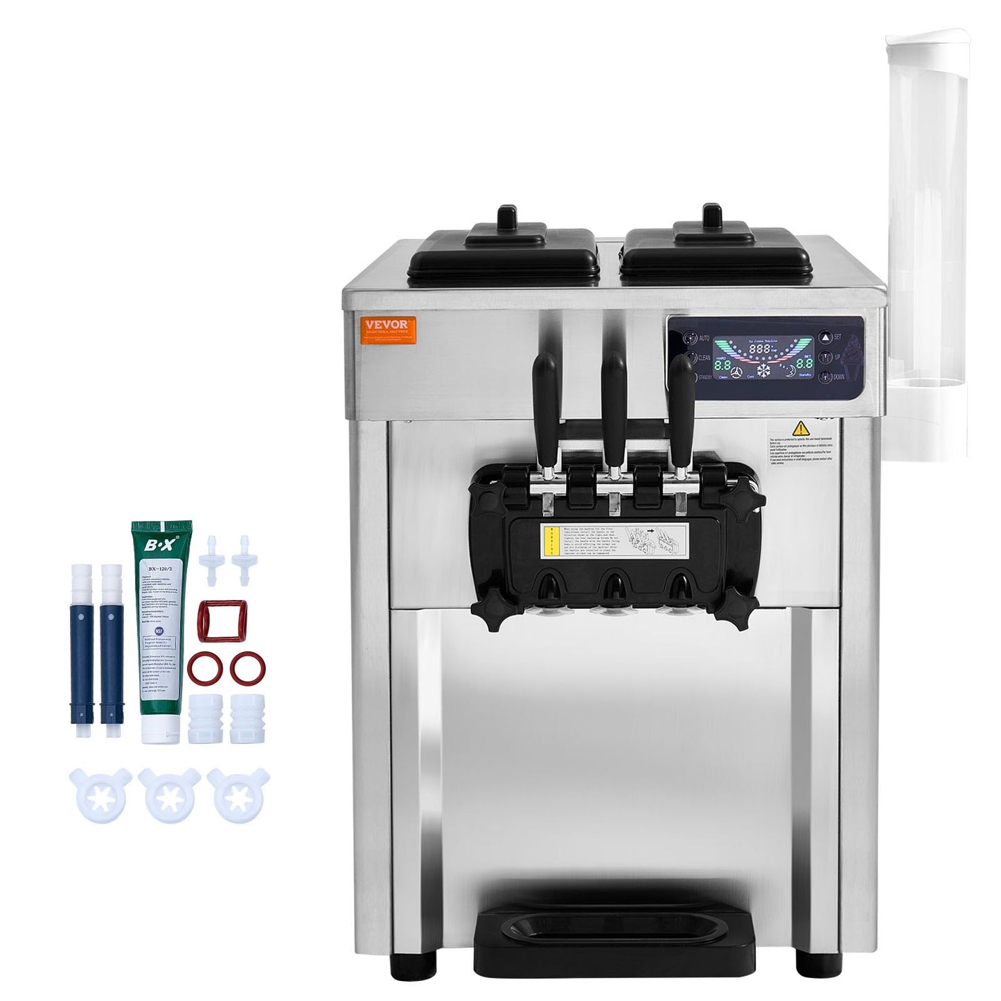 Máquina de Gelados Soft Serve Comercial 3 Sabores 1650W