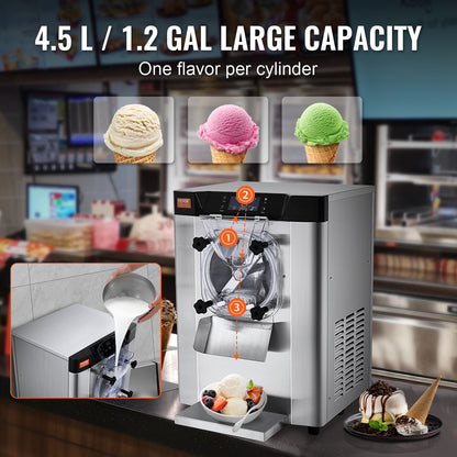 Máquina de Gelados Comercial VEVOR 12L/H, 1295W, 4.5L