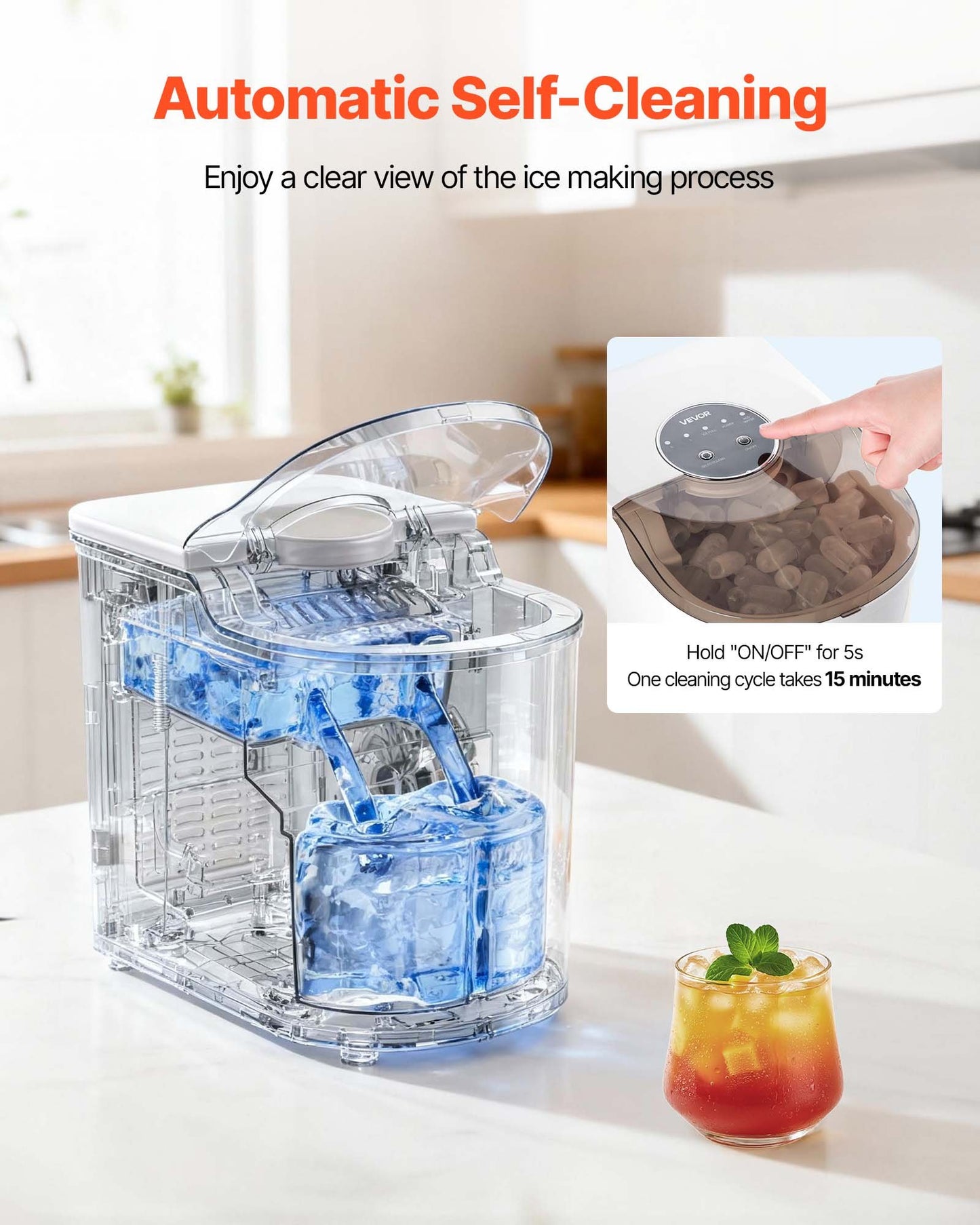 Máquina de Gelo VEVOR Portátil - 7 Cubos em 6 Minutos
