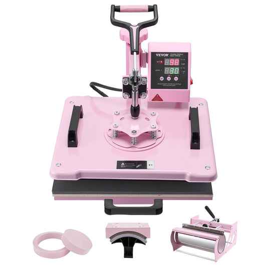 Máquina de Transferência Térmica 5 em 1 VEVOR 300x380mm Rosa