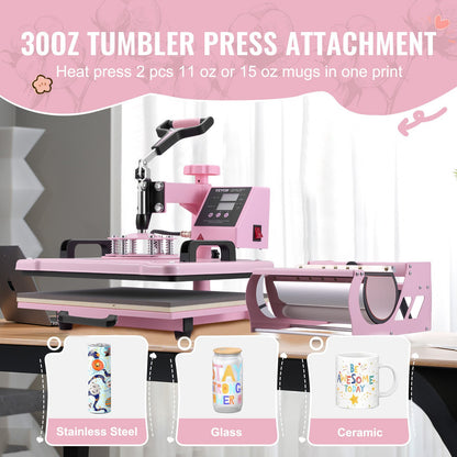 Máquina de Transferência Térmica 5 em 1 VEVOR Rosa