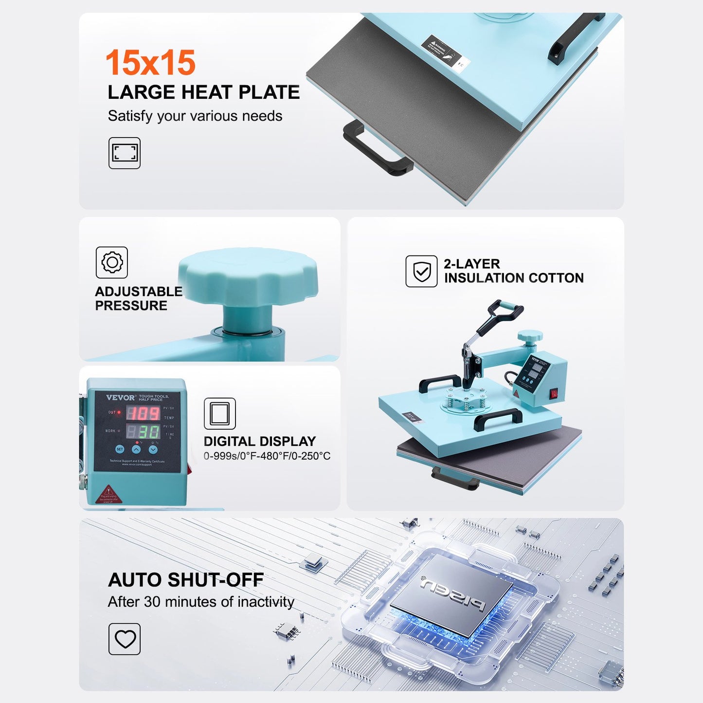 Máquina de Transferência Térmica 5 em 1 VEVOR 380x380mm